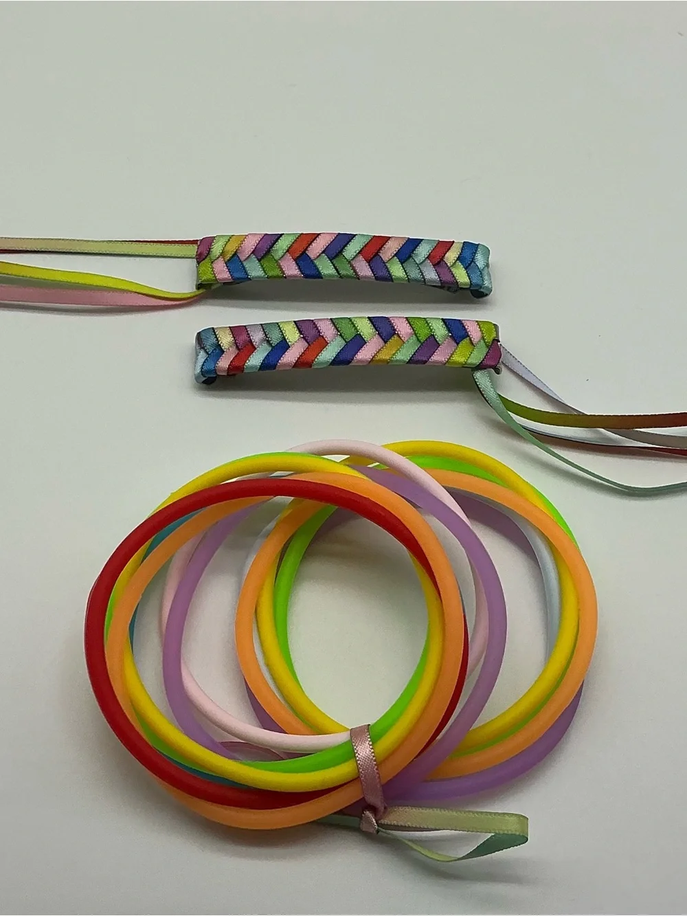 Rainbow and Pastel Rainbow 80s Barrettes & 12 Rainbow and Pastel Rainbow Jellys